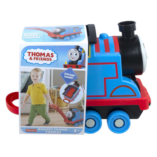 Thomas & Friends Biggest Friend Thomas pull-along toy train engine with storage for preschool kids ages 2 years and older, HHN32