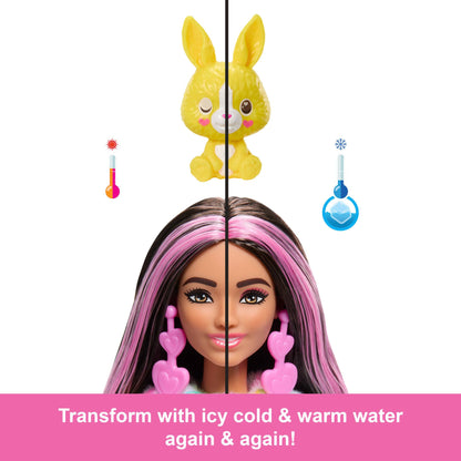Barbie Cutie Reveal Doll & Accessories with Tie-Dyed Bunny Plush Costume & 10 Surprises Including Color Change, Color Dream Series, HRK38