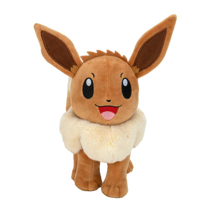 Eevee plush toy by Pokémon, 8 inches tall, featuring authentic details, perfect for kids and collectors.