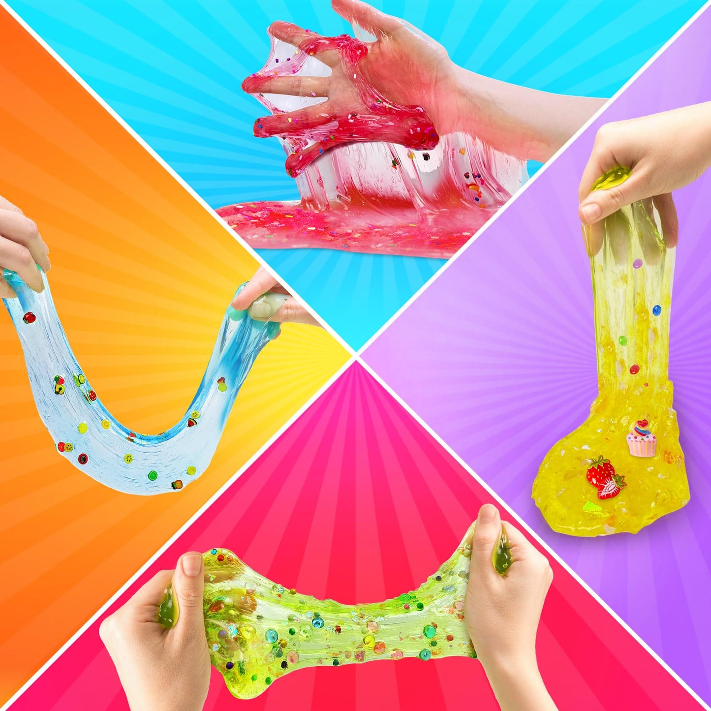YOPINSAND 12-color DIY slime kit for girls with clear, glow-in-the-dark slime, foam balls, charms, and sequins for creative fun.