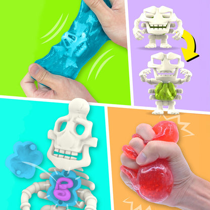 So Slime Gooblins Slime Gift Set with two colorful slime containers, figurines, hidden skeletons, and manual assembly for kids ages 4+