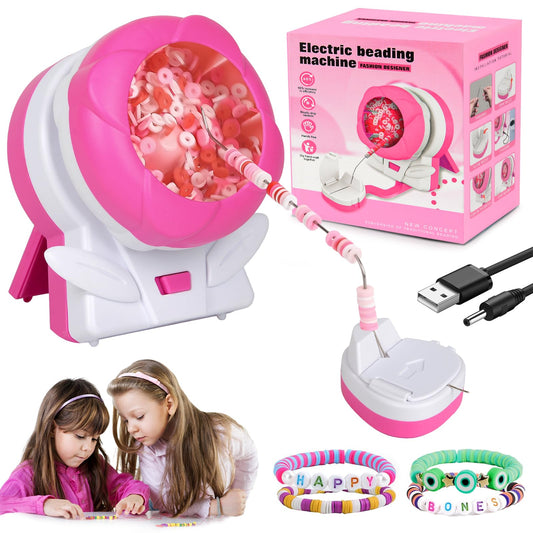 Xinrongda clay bead spinner for jewelry making with bead bowl, needle, and thread, ideal for creating bracelets, necklaces, and waist beads.