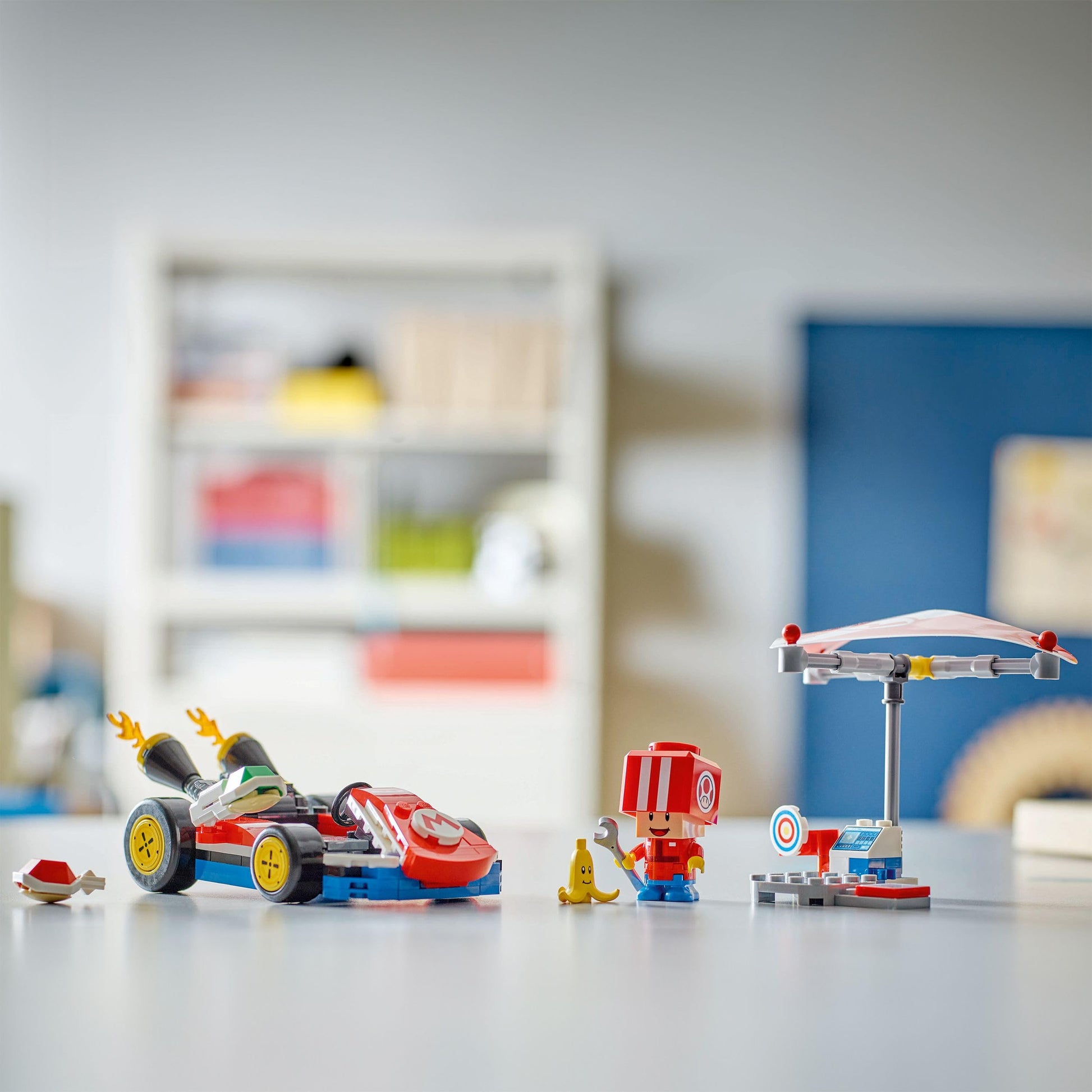 LEGO Super Mario Mario Kart standard kart toy set with Toad figure, perfect for kids ages 7 and up for creative play.