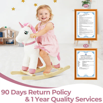 FUNLIO Unicorn Baby Rocking Horse, Rainbow Fairy Unicorn Rocking Horse for Toddlers 1-3 Years, Stuffed Ride-on Animal Rocker, Easy to Assemble, CPC & CE Certified-Small
