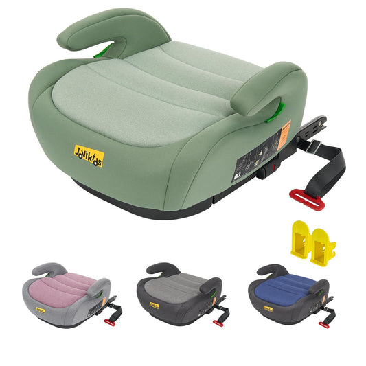 Jovikids I-Size Booster Seat for Car with ISOFIX, 125-150cm (Group 2/3, 6-12 Years), Portable Car Seats for Kids, Convenient for Everyday Use, Great for Travel, ECE R129 (Soft Green)