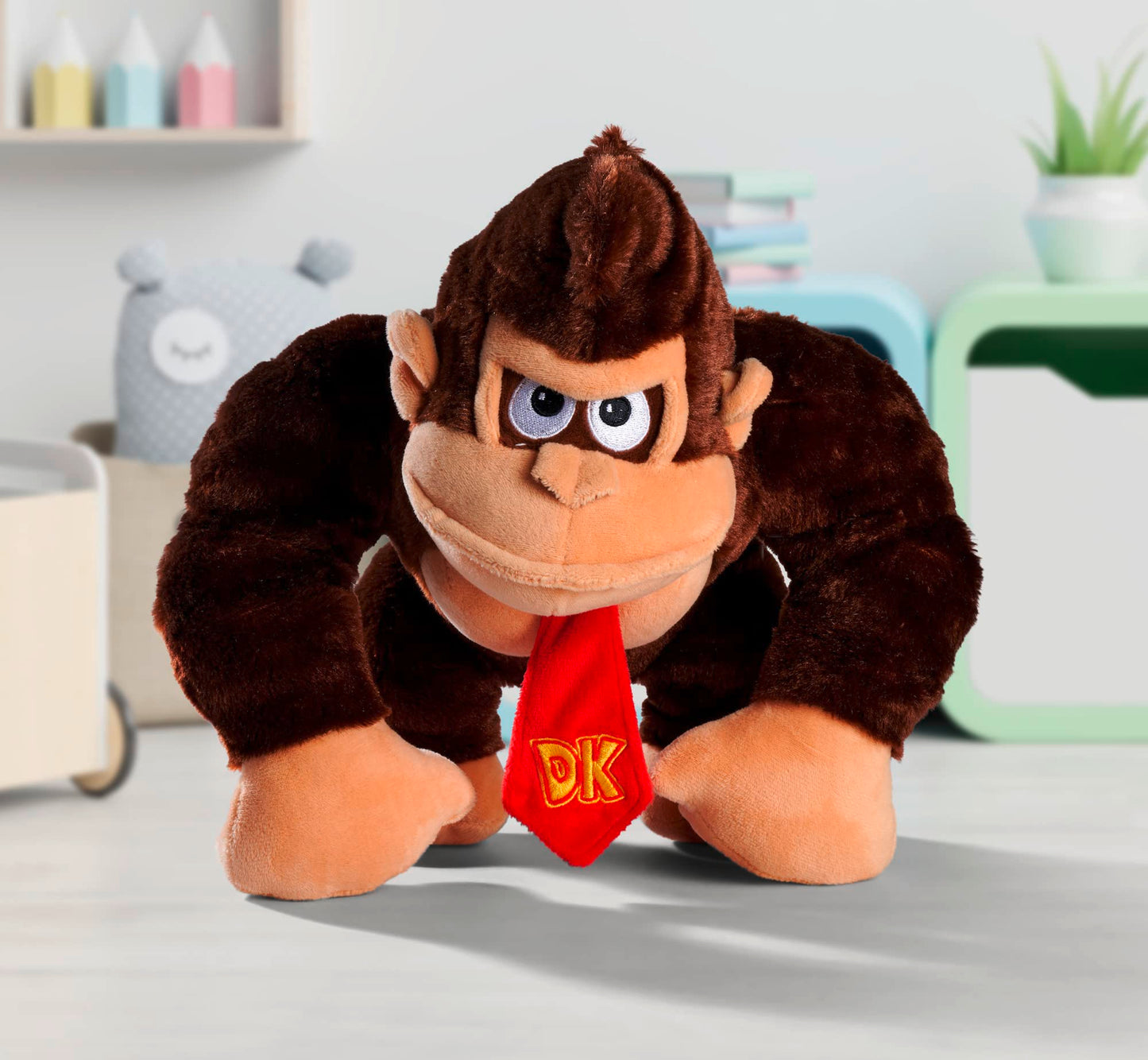 Simba official 30cm Donkey Kong plush soft toy from Nintendo Super Mario collection, perfect for kids and fans.