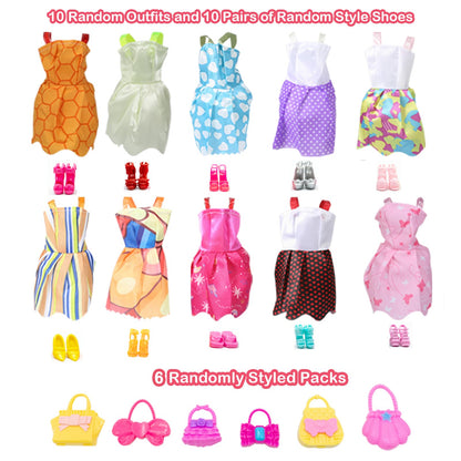 Yutoy dolls wardrobe set with 63 accessories, including a closet, dresses, shoes, and bags for 11.5-inch fashion dolls.