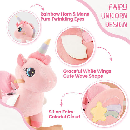 FUNLIO Unicorn Baby Rocking Horse, Pink Fairy Unicorn Rocking Horse for Toddlers 6 Months to 3 Years, Stuffed Ride-on Animal Rocker, Easy to Assemble, CPC & CE Certified