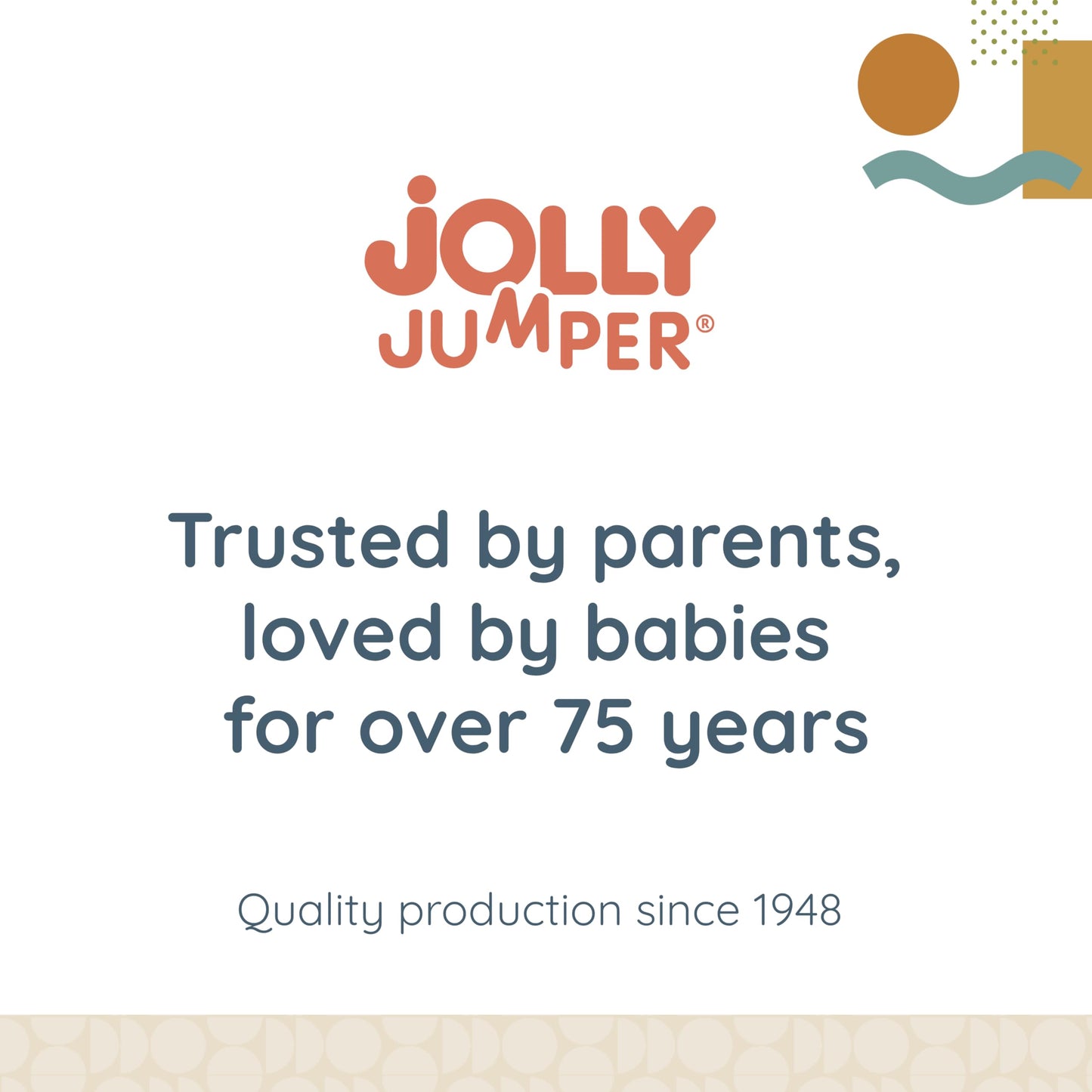Baby in The Original Jolly Jumper baby exerciser with door clamp, showing the adjustable fabric seat and safety straps.