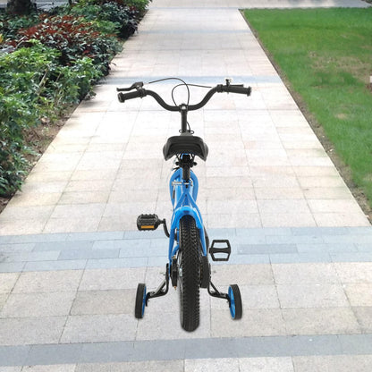 HPDTZ 14'' Children's Bicycle, Children's Learning Bicycle, Kids Bike for Children Ages 3-5, 14 inch Wheels with Stabilisers (Blue)