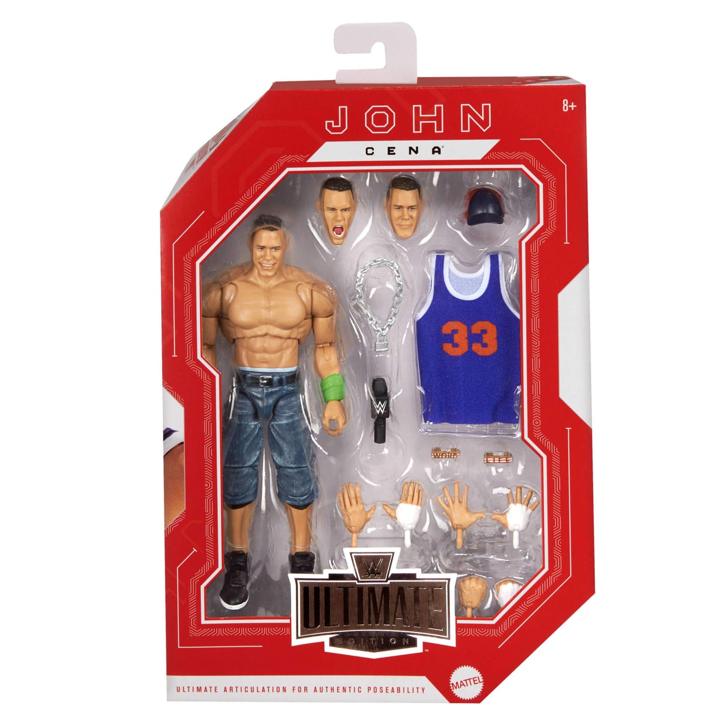 Mattel WWE Ultimate Edition John Cena 6-inch Action Figure & Accessories Set, 10+ Pieces Include Swappable Heads & Hands, JCX42