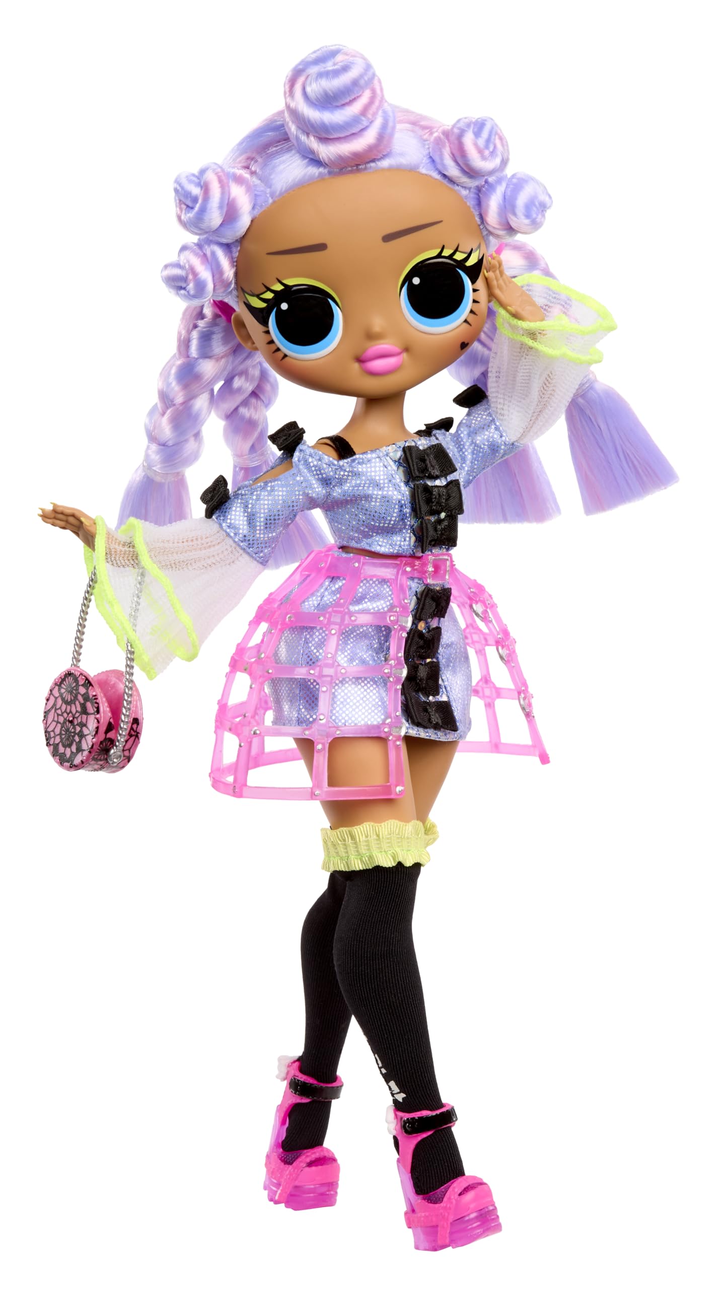 L.O.L. Surprise! OMG Doll Miss Royale dressed in stylish outfits with accessories, showcasing her vibrant fashion details.