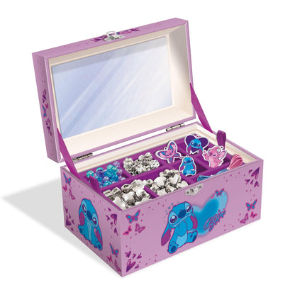 Lisciani - DISNEY STITCH - Friendship Jewellery Creation Kit with Jewellery Box - For children aged 7 and over - Stitch Necklaces and Bracelets Creation - With Pearls, Charms, Threads & Accessories