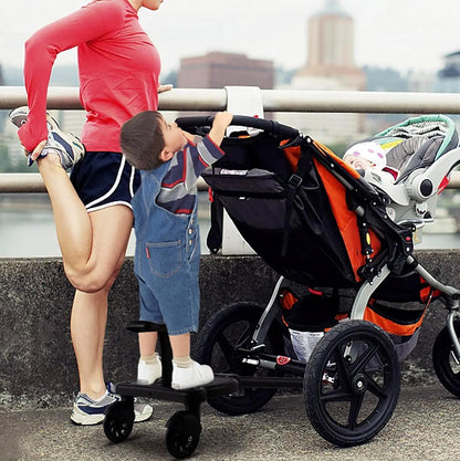 Buggy Stroller Board with Seat Pram Pushchair Stroller Board Pram Accessory Attachment for Kids with Double Clip for Extra Safety