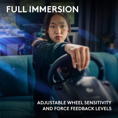 Logitech G G923 Racing Wheel and Pedals, TRUEFORCE up to 1000 Hz Force Feedback, Responsive Driving Design, Dual Clutch Launch Control, Genuine Leather Wheel Cover, for PS5, PS4, PC, Mac - Black