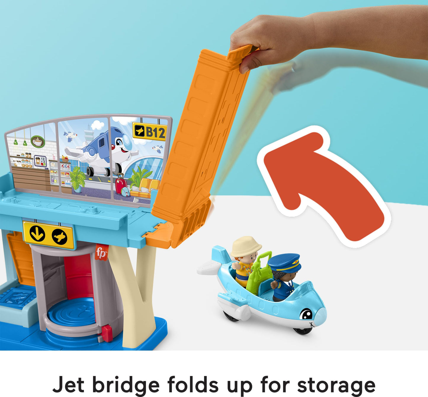 Fisher-Price Little People Toddler Toy Everyday Adventures Airport Playset with Airplane for Preschool Pretend Play Ages 1+ Years, HTJ26