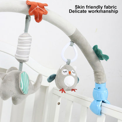 VGEBY Baby Stroller Arch Toy, Soft Plush Baby Bouncer Toy Bar with Secure Toy Clip Car & Stroller Toys for Bassinet Crib Baby & Toddler Toys (Elephant)