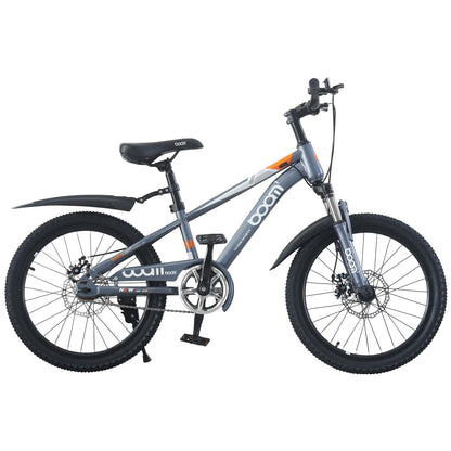 LSBIKE 18 20 22Inch Mountain Kid Bike, Children Bicycle for 5-13 Years Boys & Girls, Kid bikes with Front and Rear Disc Brakes, Mudguards and Front Shock Absorber, Reflector (Grey, 18inch)