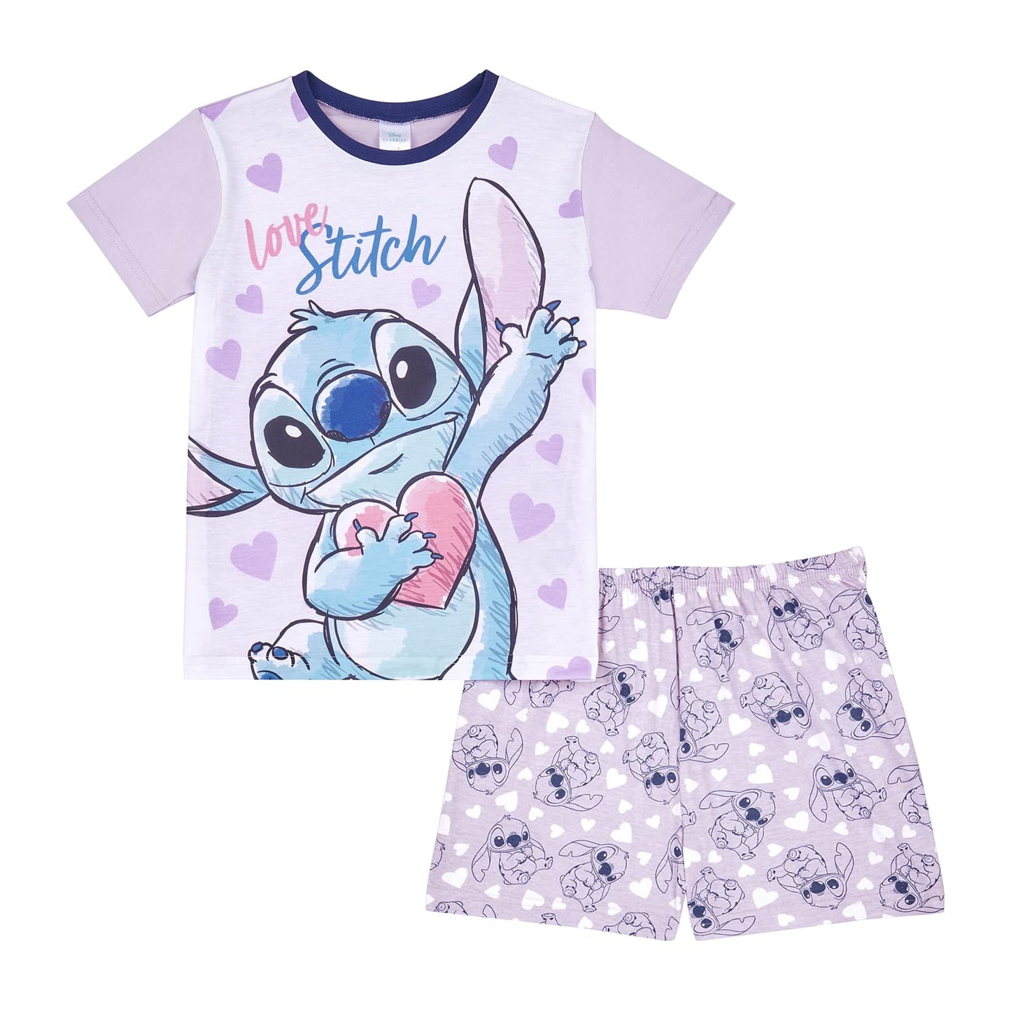 Disney Lilo and Stitch Girls Pyjamas Short PJs, Ages 5 to 15 Years Old (11-12 Years) Lilac