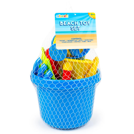Abeec Beach Bucket Set - 13pc Sand & Water Play Bundle with Shovels, Molds, Bowl, Wheel, Can for Kids' Outdoor Activities