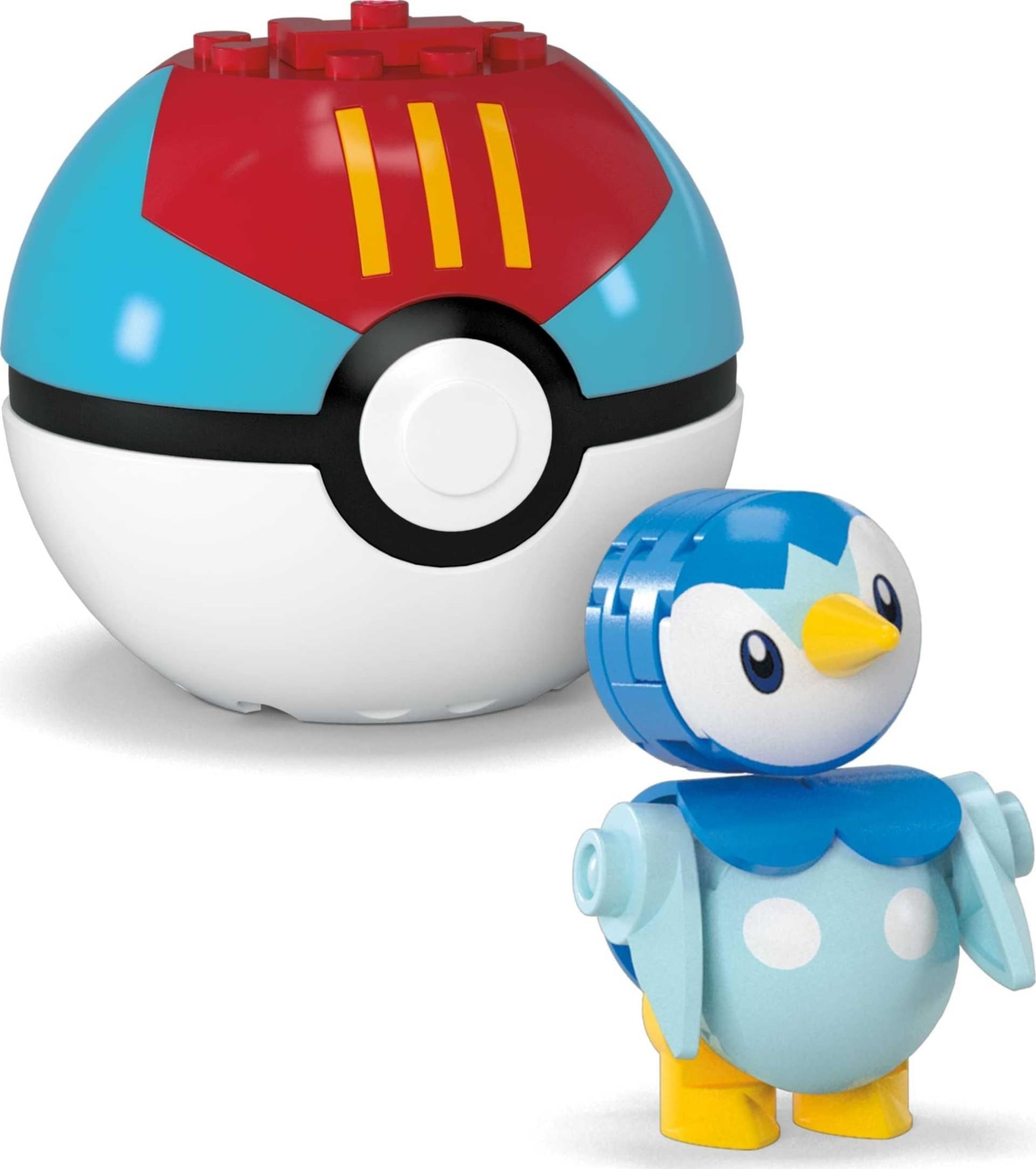 MEGA Pokémon action figure set featuring Togepi and Piplup with Poké Balls and 41 building pieces for kids.