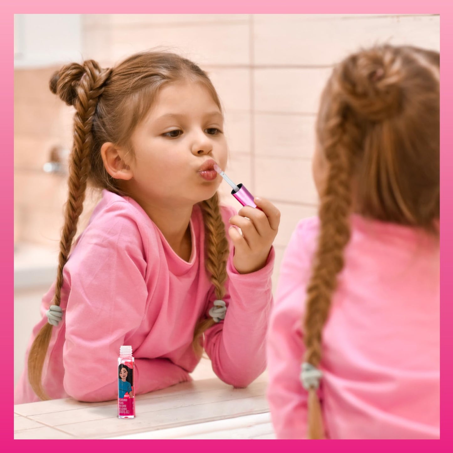 Barbie 7-piece plant-based lip gloss set for girls, perfect for sleepovers and parties, by Townley Girl.