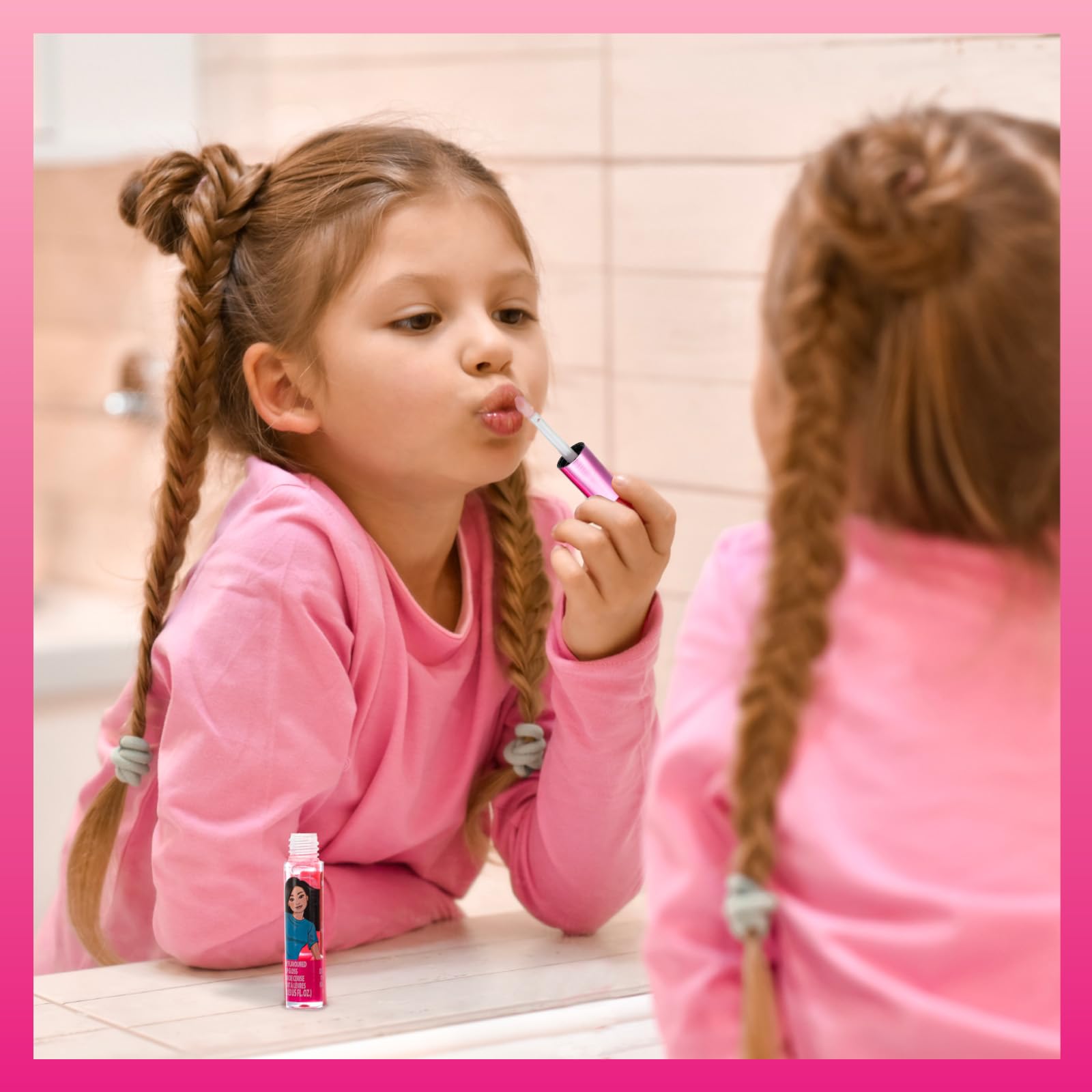 Barbie 7-piece plant-based lip gloss set for girls, perfect for sleepovers and parties, by Townley Girl.