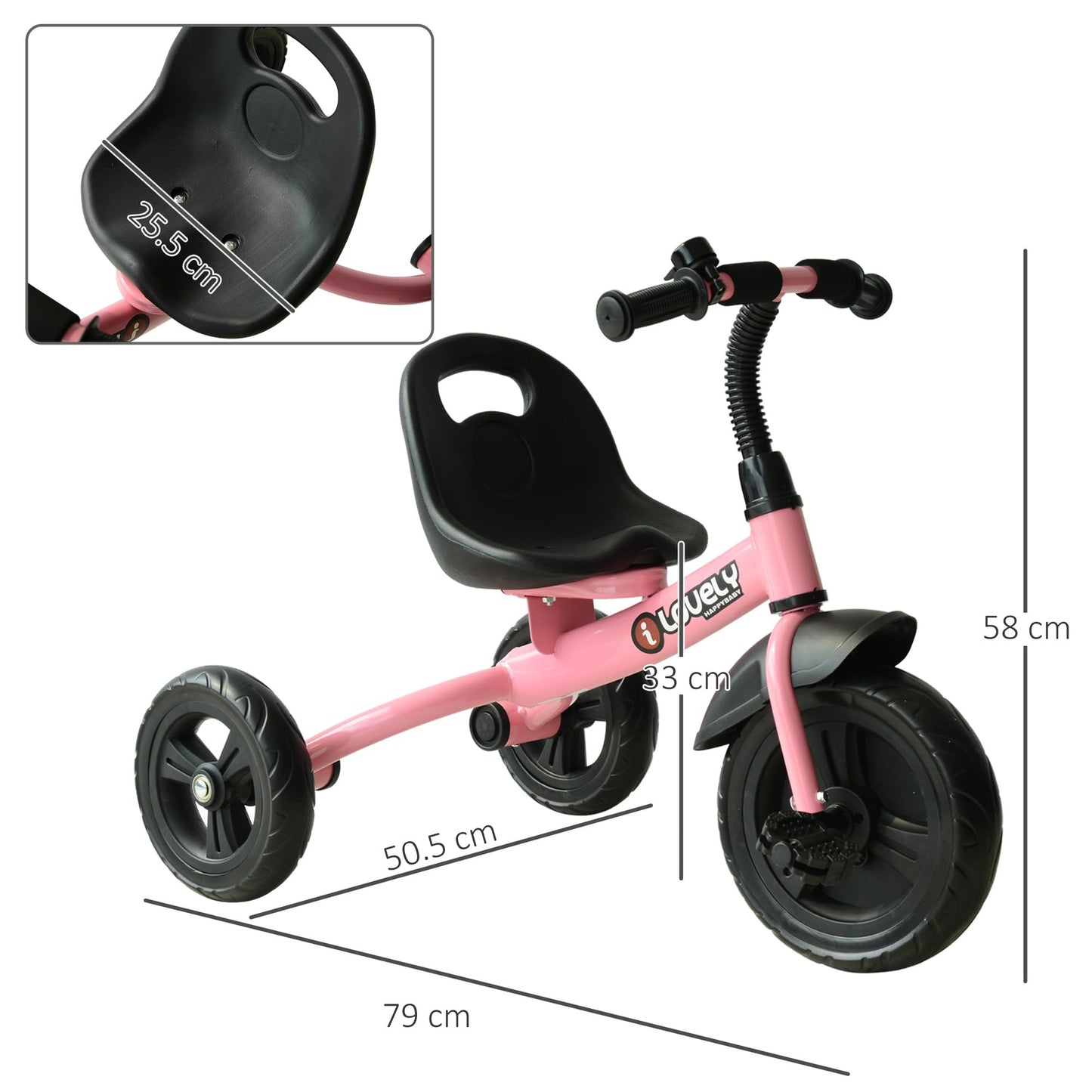 HOMCOM Kids Trike Toddler Tricycle Children Ride on 3 Wheels Bike For 1.5-4 Years Pink