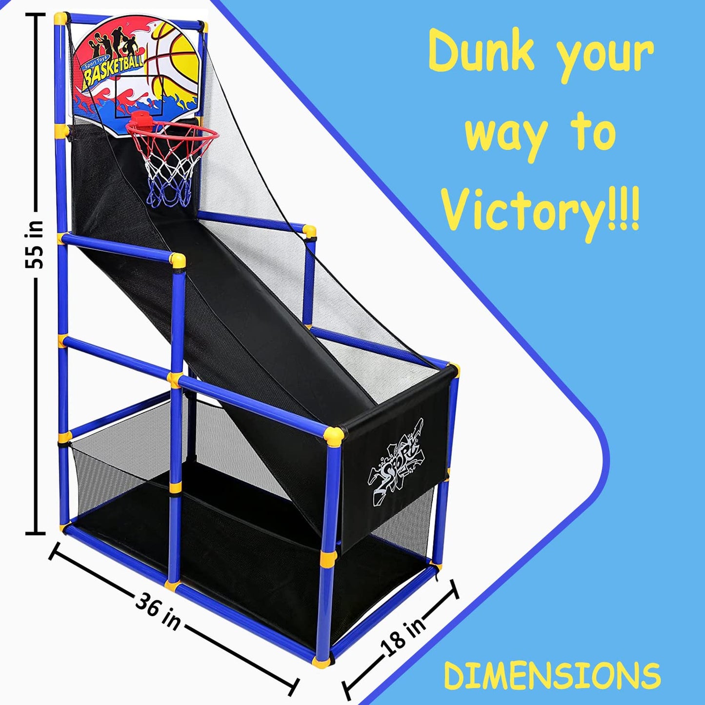 Kiddie Play King Sport Basketball arcade Hoop Rack Toy Basketball Hoop Arcade Game indoor Sports Toys for Kids Indoor/Outdoor Basketball Stand for Boys and Girls| Stable Base Stand