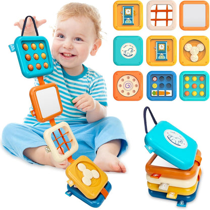 Toddler Travel Toys,Activity Cube,Baby Busy Board,Travel Toys for Toddlers on Plane, Montessori Activity toys, Baby Busy Cube,Sensory Educational Developmental Learning Toys for Boys Girls Gift