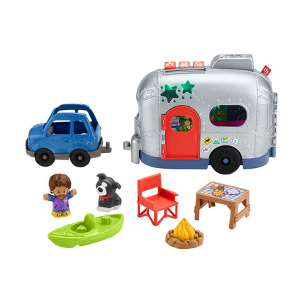 Fisher-Price Little People Light-Up Learning Camper playset with colorful vehicle, figures, and lights for kids ages 1 and up