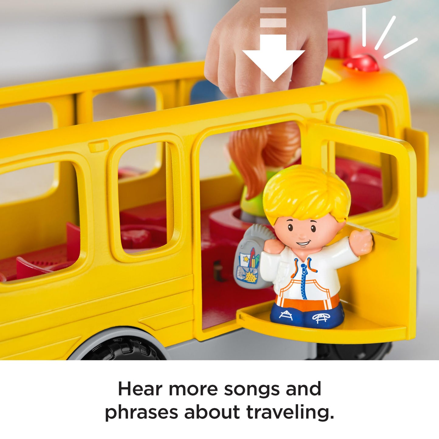 Fisher-Price Little People Sit with Me School Bus - Multilanguage Edition, push-along toy vehicle with music for toddlers and preschool kids ages 1-5 years, HJN36