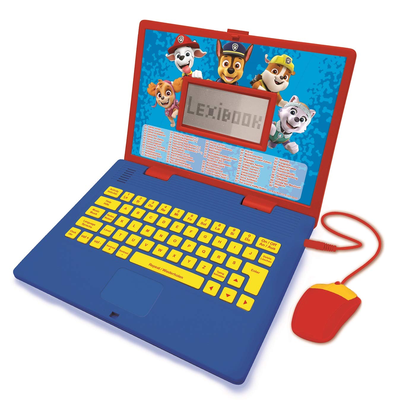 LEXIBOOK, Paw Patrol, Educational and Bilingual Laptop German/English, Toy for Child Kid (Boys & Girls), 124 Activities, Learn Play Games and Music, Red/Blue, JC598PAZi3