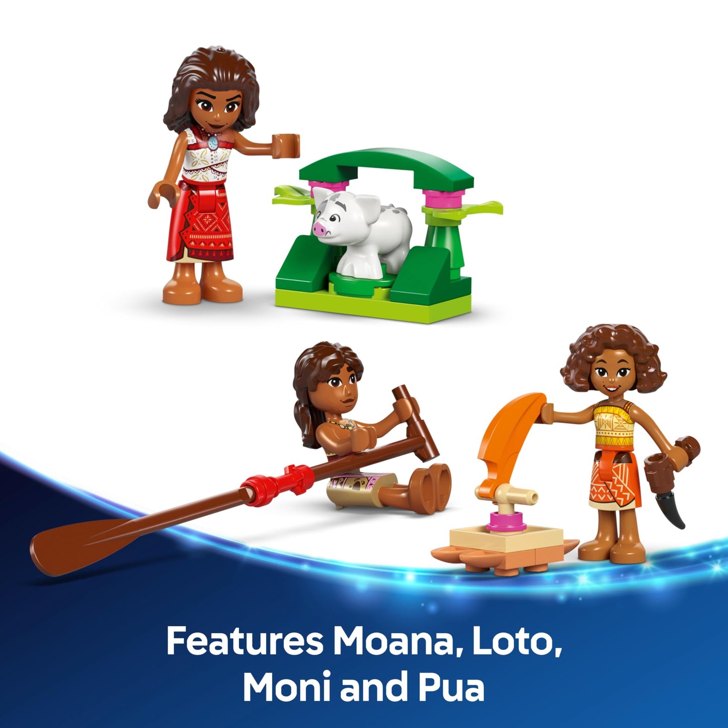 LEGO | Disney Moana 2 Moana's Adventure Canoe - Buildable Toy boat with a Textile Sail, Removable Deck, Campfire & 3 Mini Dolls incl. Loto and Moni - Gift for 6+ Year Old Girls & Fans - 43270