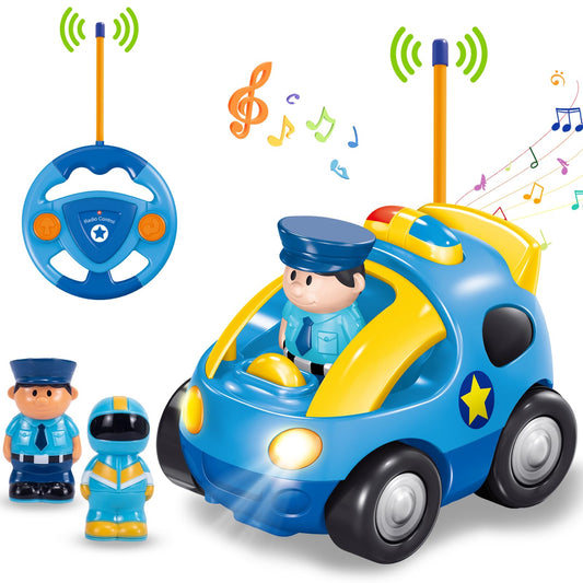 Pup Go First Police Remote Control Car for Toddler 18 Months+, Ideal for Girls, 2 Interchangeable Dolls with Siren & Lights, Baby RC Police Racing Toy (Sapphire Blue)