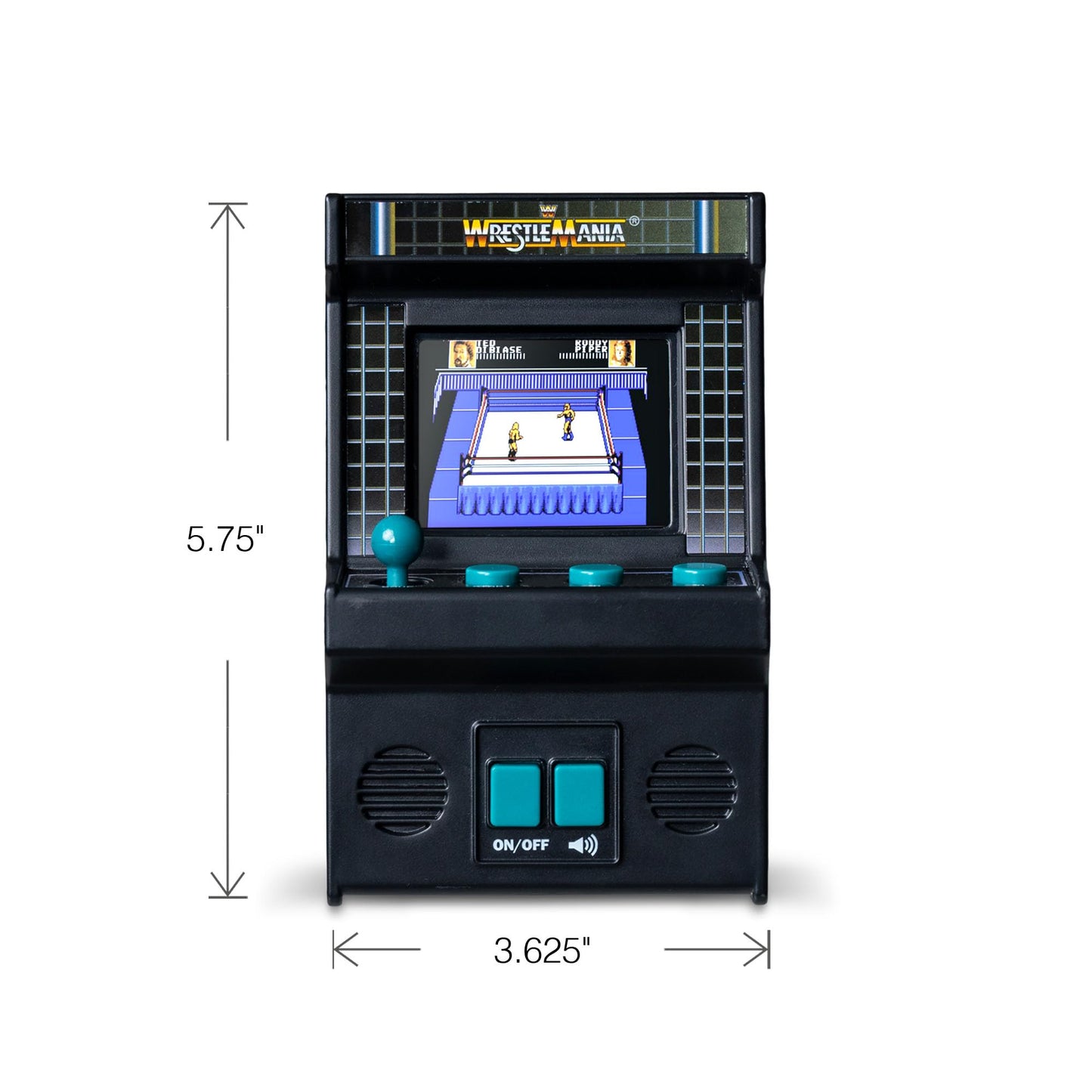 ARCADE CLASSICS Basic Fun Arcade Classics Mini WWE handheld game with joystick, full-color screen, and authentic sound effects in black