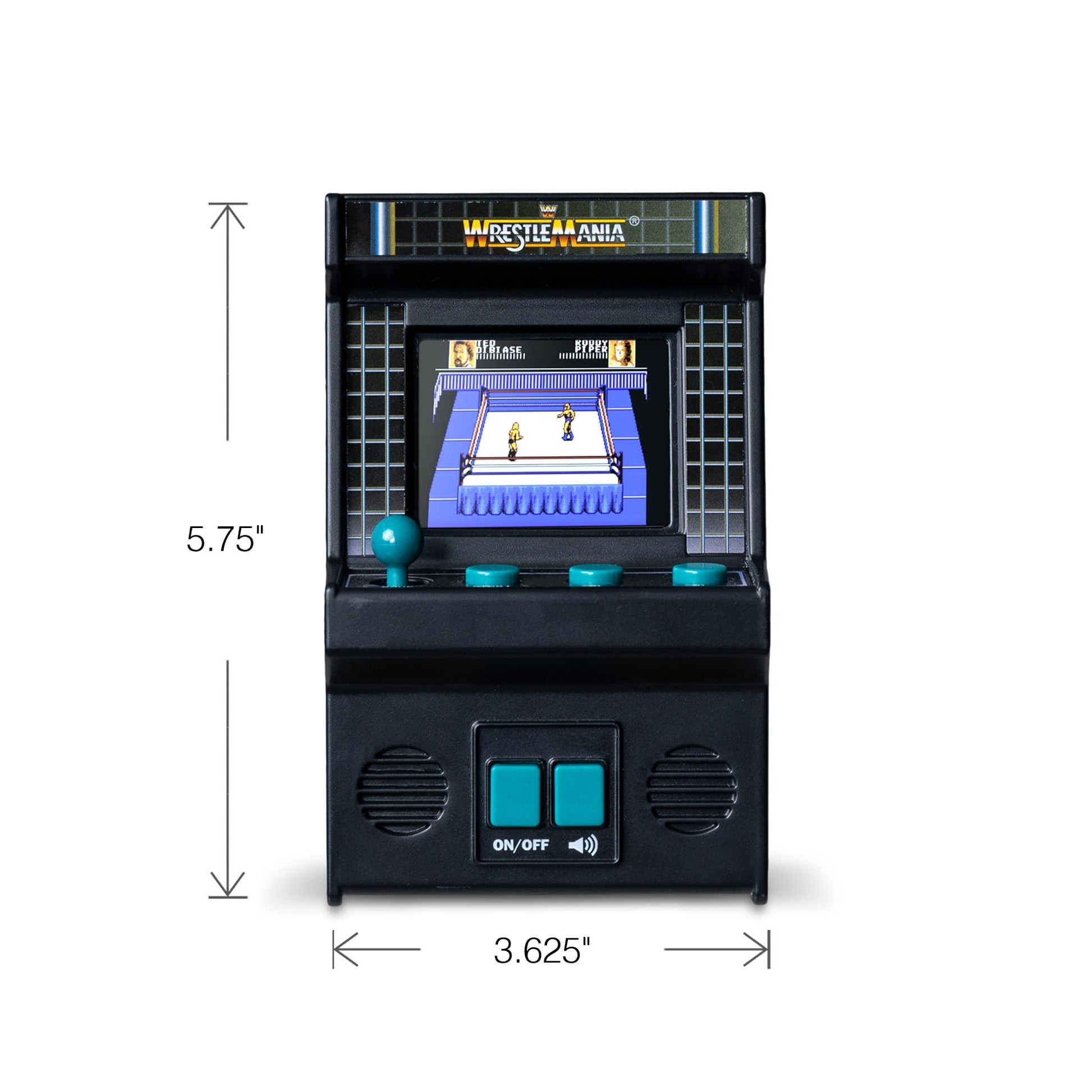 ARCADE CLASSICS Basic Fun Arcade Classics Mini WWE handheld game with joystick, full-color screen, and authentic sound effects in black