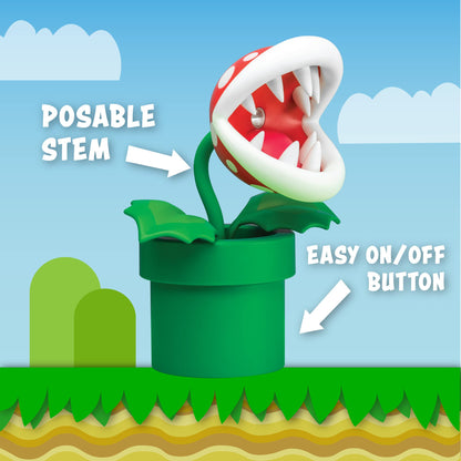Super Mario Bros Piranha Plant Lamp - Officially Licensed LED Desk Light with Movable Head, Collectible for Any Nintendo, 33cm Tall, USB Powered | Paladone, Red, White and Green