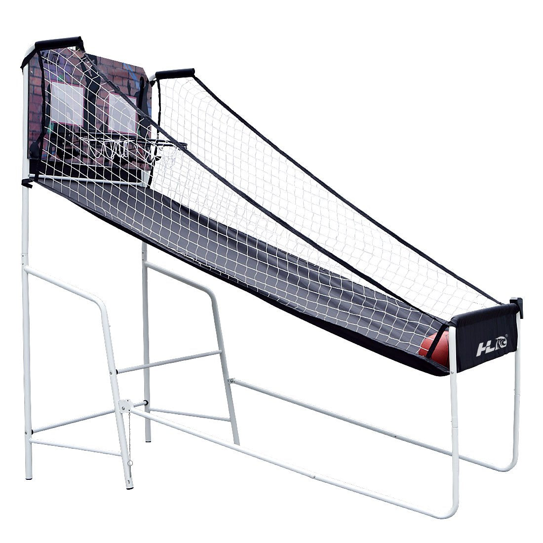 Foldable electronic automatic Basketball training machine Basketball Hoop Basketball Stand Home double basketball game with scoring machine for Kids and adults, includes 4 basketball and pump