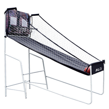 Foldable electronic automatic Basketball training machine Basketball Hoop Basketball Stand Home double basketball game with scoring machine for Kids and adults, includes 4 basketball and pump