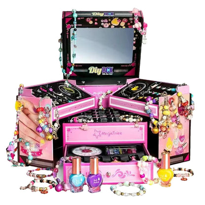 Jewellery Making Kit Kids, Jewelry Box Bracelet Making Kit Favors for Girls, D-IY Handmade Jewelry Maker Set Christmas Toy for Making Bracelets, Earrings and Necklaces