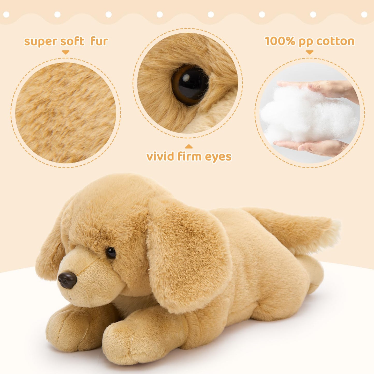 MorisMos Big Golden Retriever Teddy Soft Toy, 45cm Mom with 3 Cuddly Baby Inside, Giant Fluffly Dog Plush Toy Realistic Kawaii Gift for Kids Birthday Deco