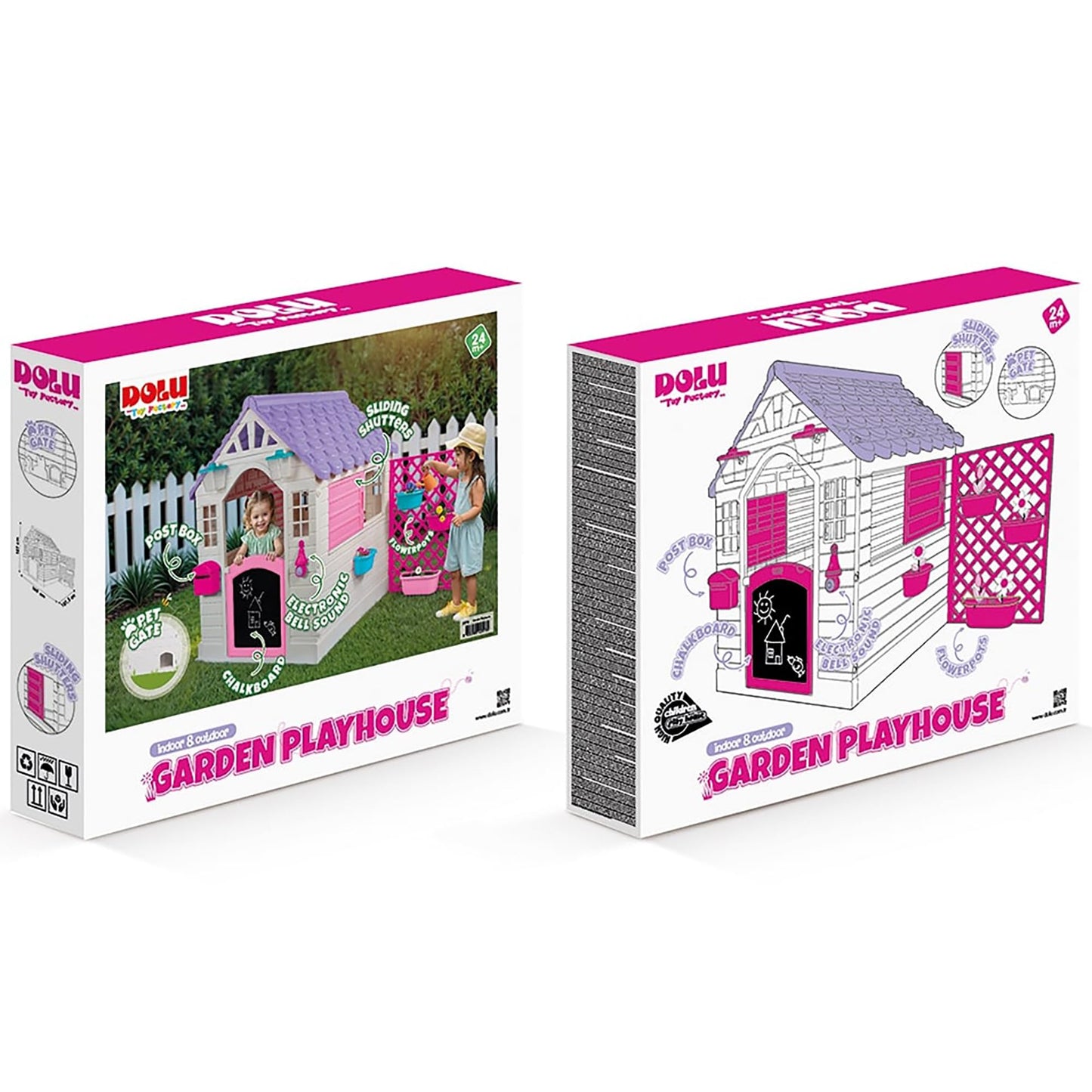 Dolu plastic playhouse for kids with electronic doorbell, suitable for outdoor and indoor garden play for children aged 2+