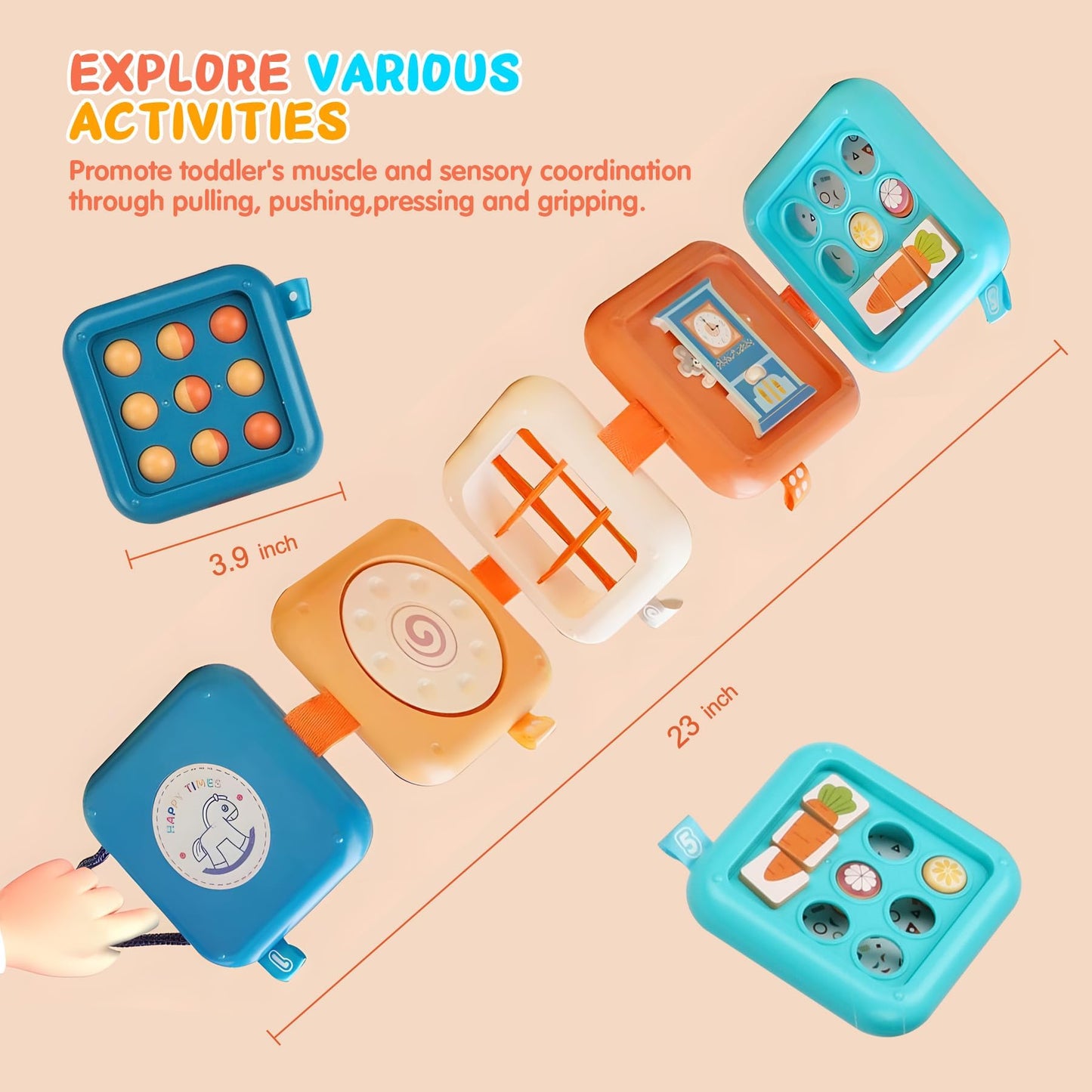 Bambebe Baby Busy Board for 1 Year Old, Montessori Toys for Toddlers 1-3, Travel Busy Cube Sensory Activity Toy, Learning Gifts for 1 Year Old Boy Girl