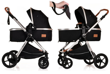 BayoBay 3-in-1 baby buggy pram pushchair with car seat and carrycot, lightweight and foldable travel system for newborns and toddlers.