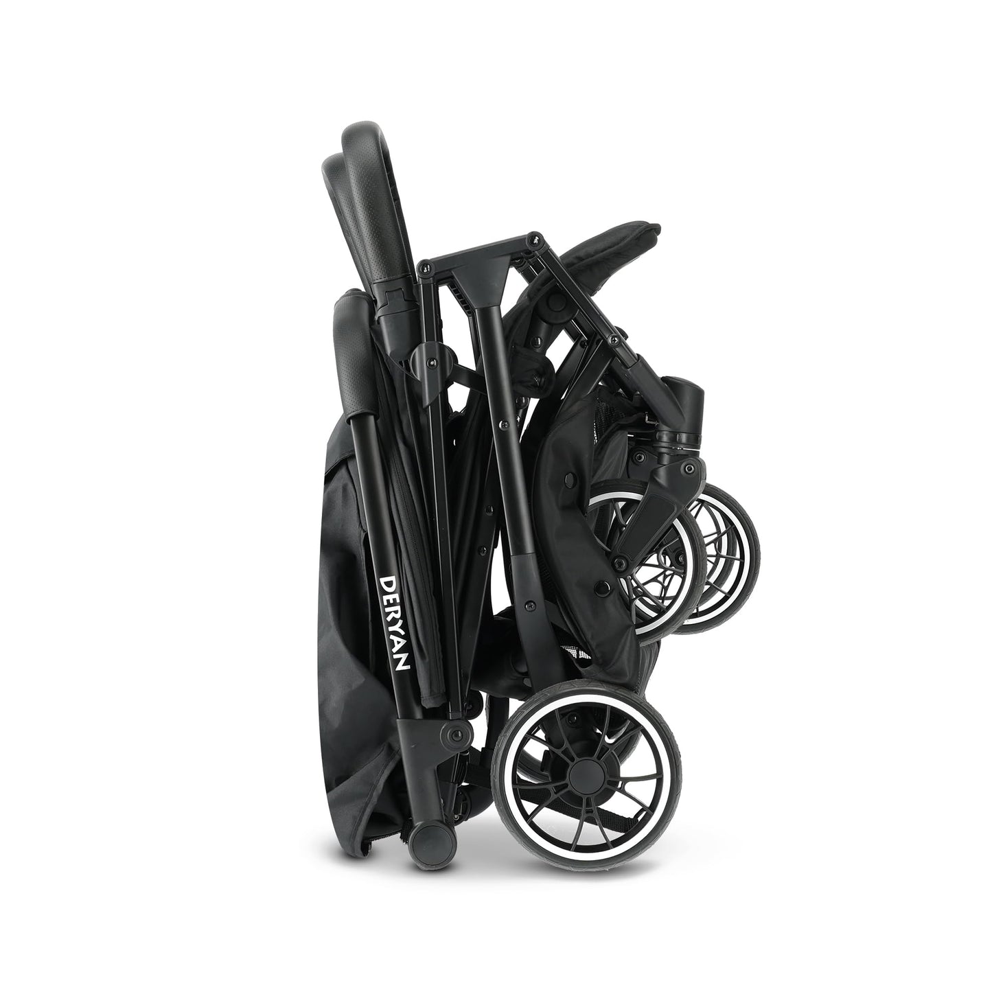 Deryan Rolo X2 pushchair in black, 2-in-1 pram and buggy for infants to 4 years, compact, foldable, with 44 kg load capacity