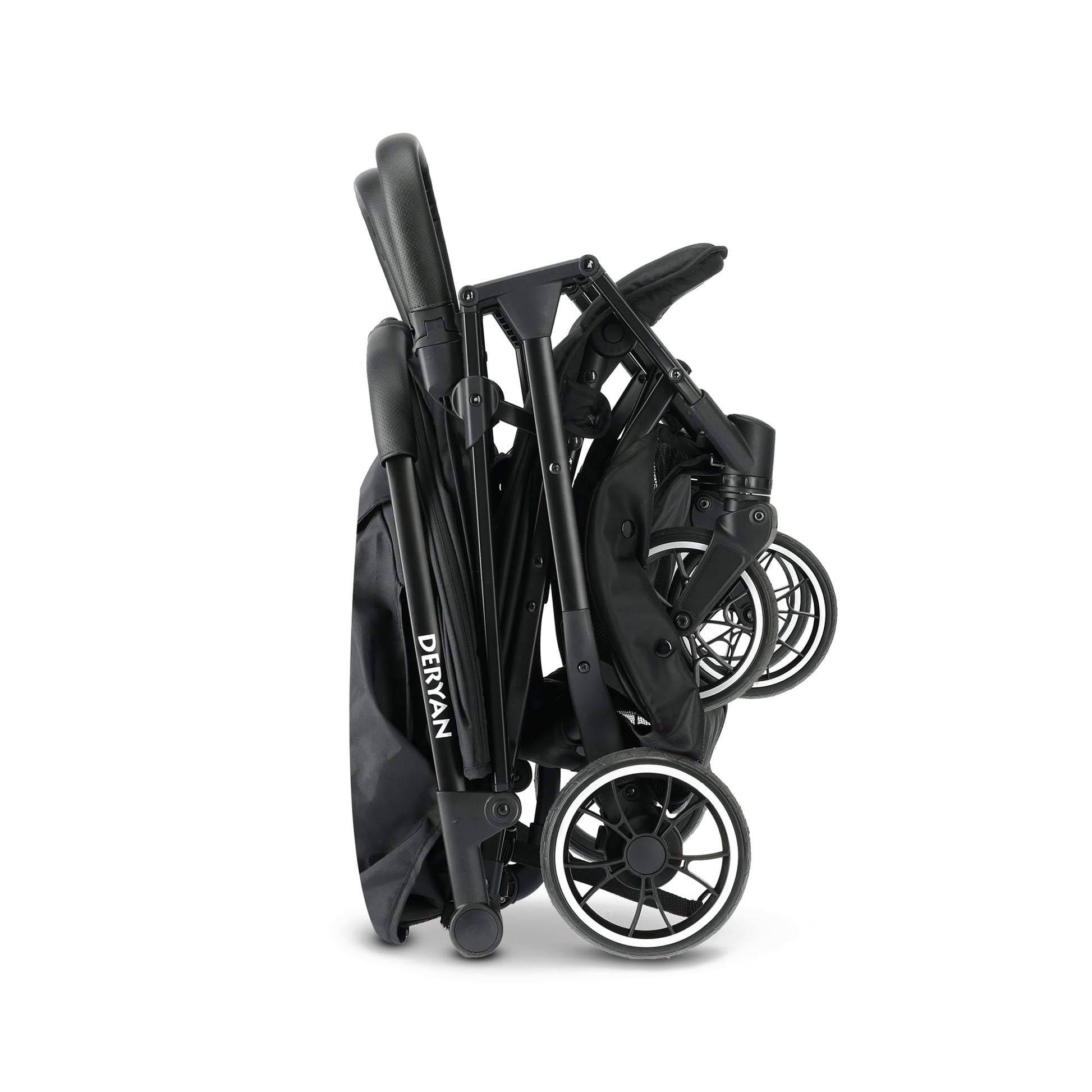Deryan Rolo X2 pushchair in black, 2-in-1 pram and buggy for infants to 4 years, compact, foldable, with 44 kg load capacity