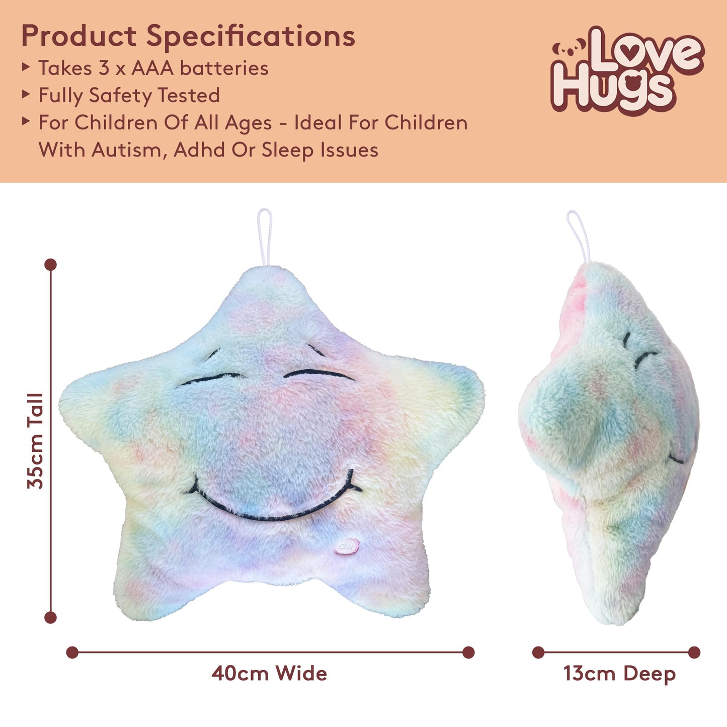 LoveHugs Musical Star Teddy Sensory Light - Sensory Toys For Autism - Sleep Aid For Kids - Light Up Toys Sensory Twinkle Twinkle Little Star Toy