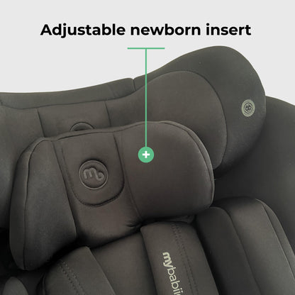 My Babiie MBCS300 Easy 360° Spin R129 Baby Car Seat – Top Tether, ISOFIX, Birth to 12yrs (40-150cm), i-Size, ERF, Group 0+/1/2/3, Rotating 360 Swivel - Black