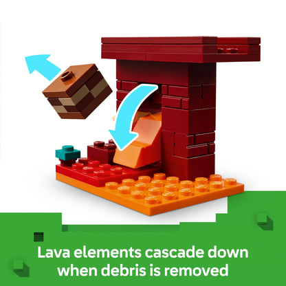 LEGO Minecraft The Nether Lava Battle - Interactive Toy with an Alex Figure, plus Mobs incl. a Skeleton, Blaze and a Strider - Gaming Gift for 6+ Year Old Boys & Girls - 21266